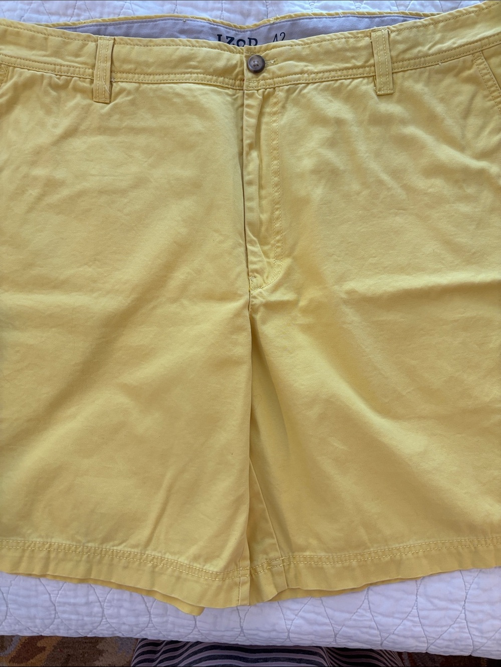 Izod Men’s Flat Front Shorts in Sunny Yellow